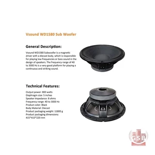 ساب ووفر 15 اینچی وی ساند V-sound WD1580